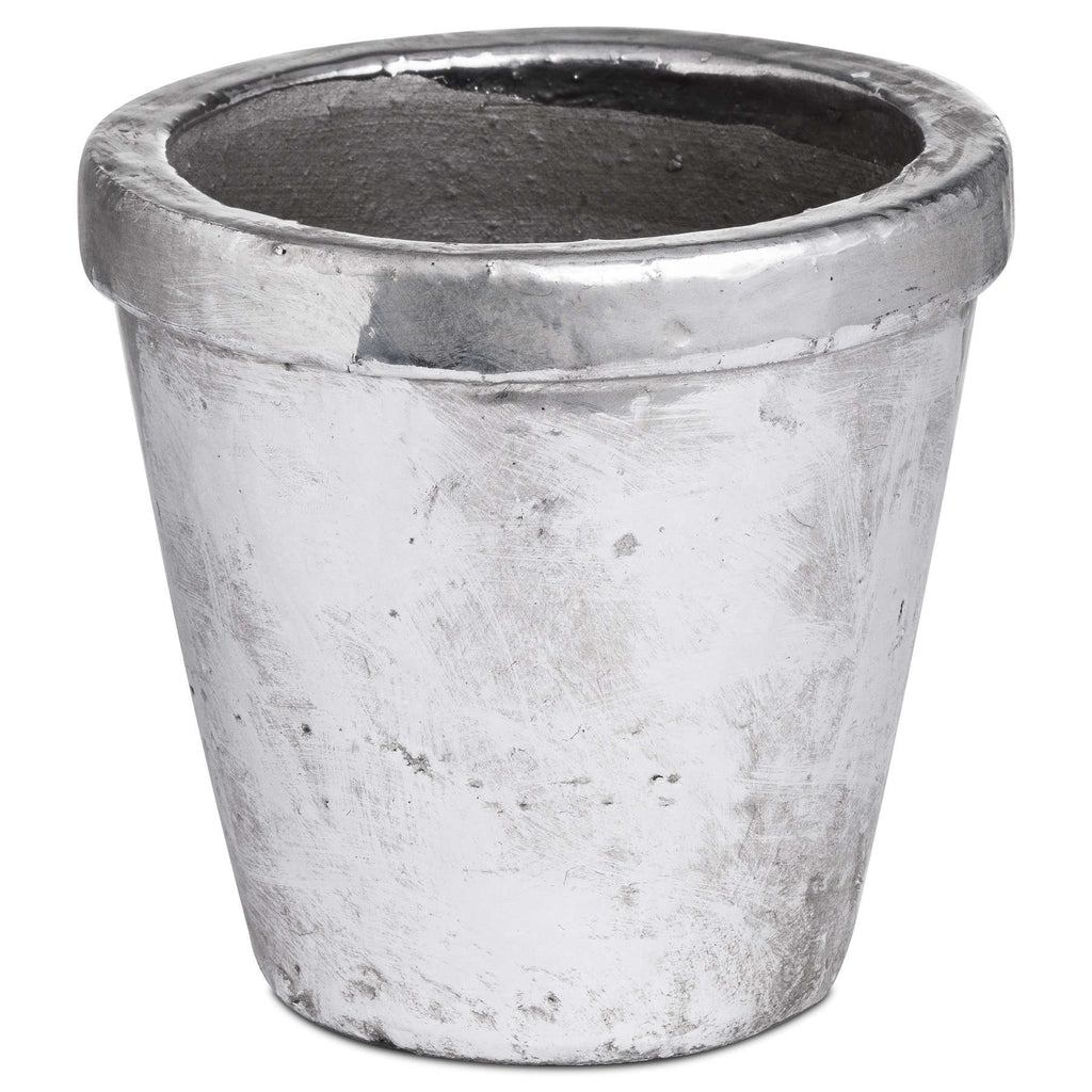 Metallic Ceramic Rimmed Plant Pot
