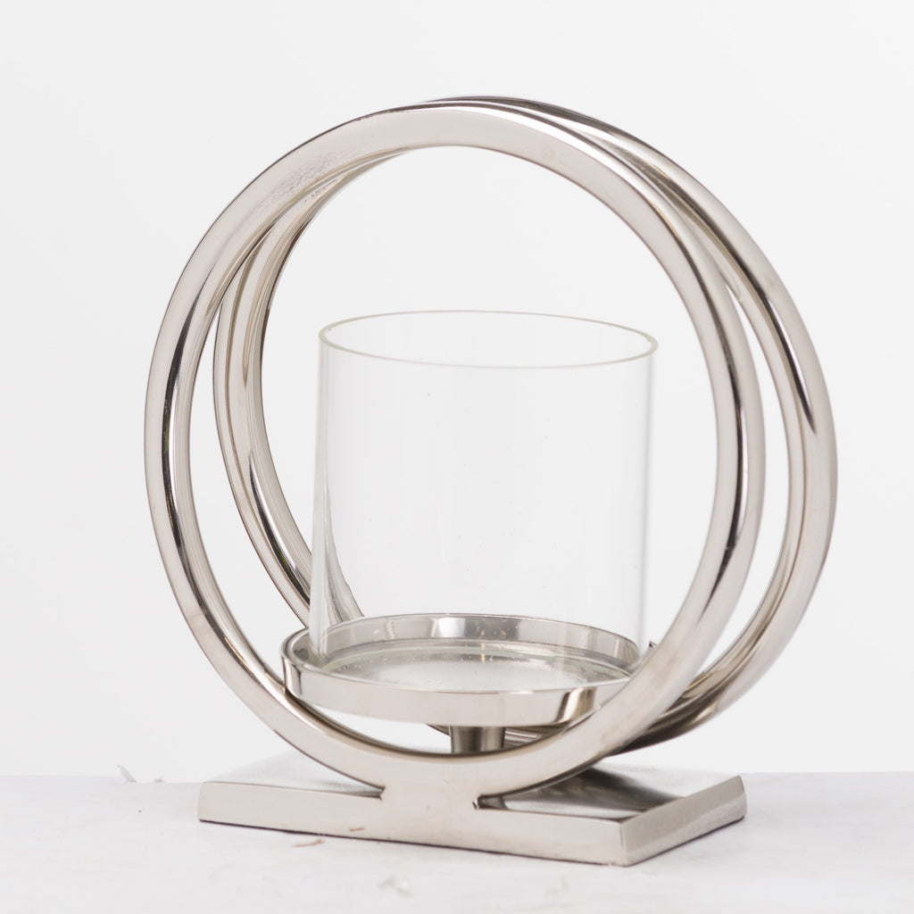 Ohlson Silver Large Twin loop Candle Holder