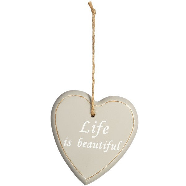 Wooden Hanging Heart 'Life is Beautiful' - Stylemypad