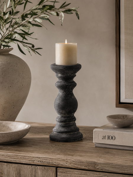 Amalfi Grey Column Candle Holder