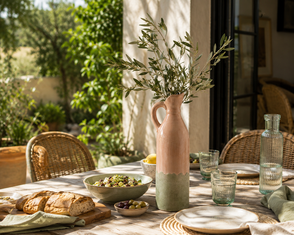 Decorative Tall Blush Stoneware Jug