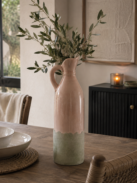 Decorative Tall Blush Stoneware Jug