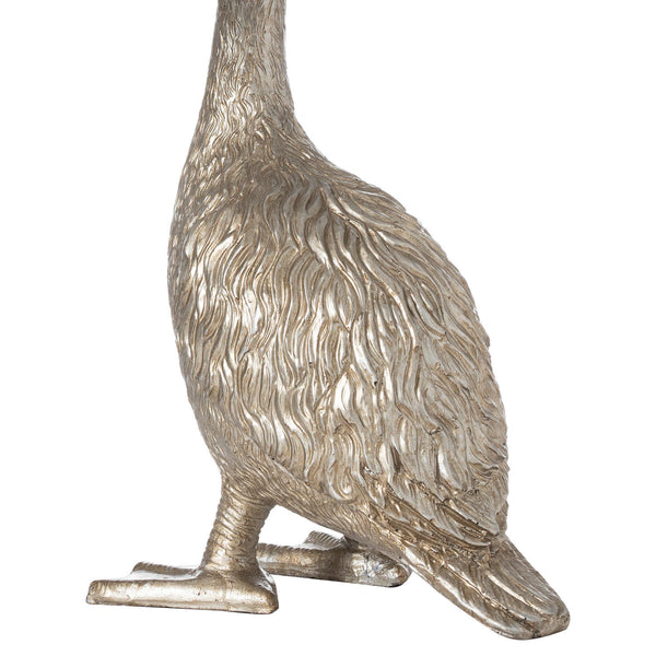 Gary the Goose Silver Table Lamp With Grey Velvet Shade