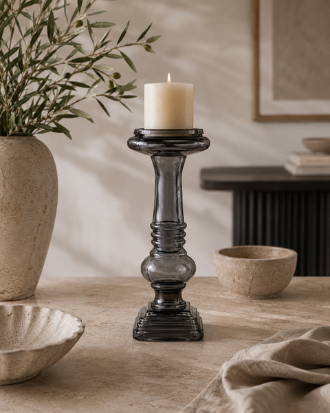 Smoked Midnight Candle Pillar