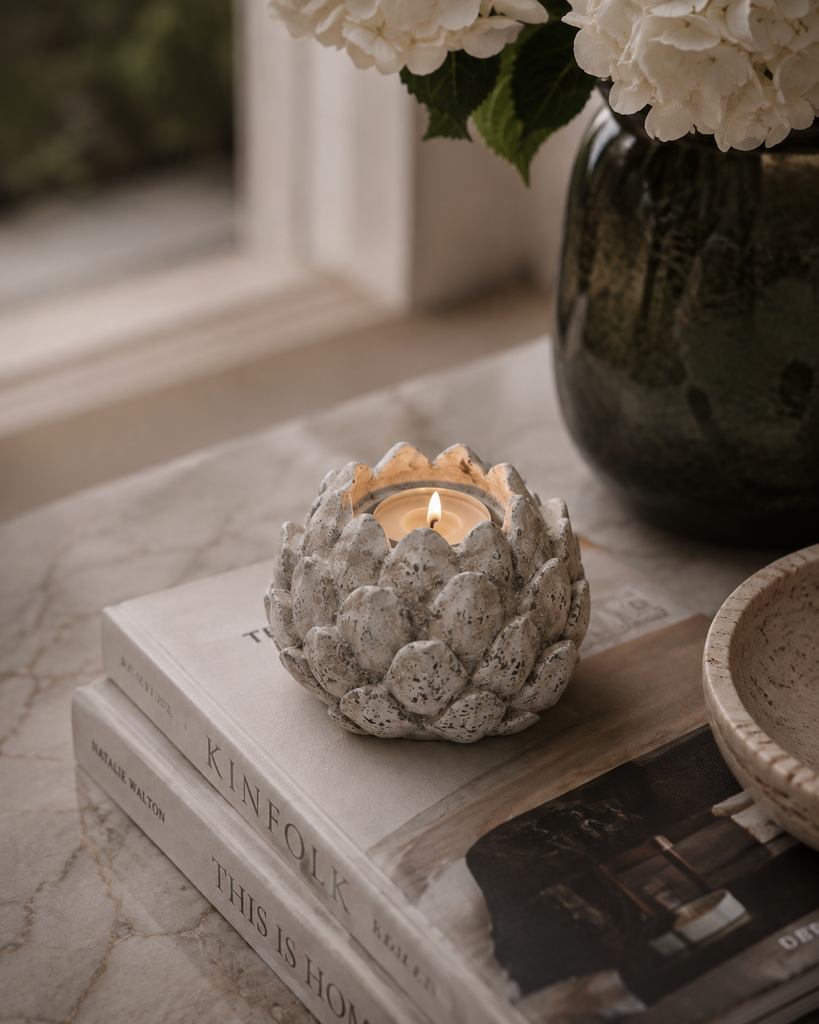 Stone Effect Acorn Tea Light Holder