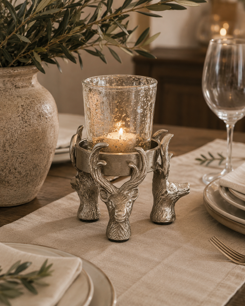 Silver Stag Tealight Holder