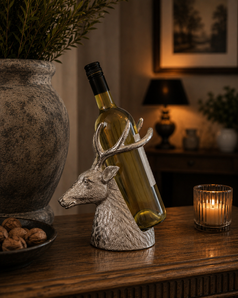 Silver Stag Wine Bottle Holder