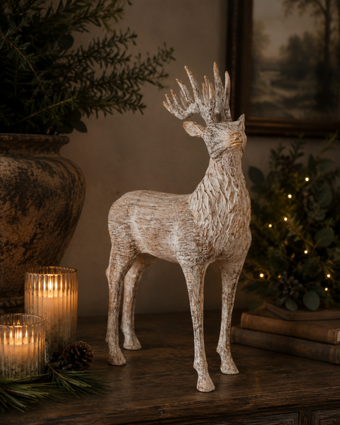 Carved Wood Effect Stag