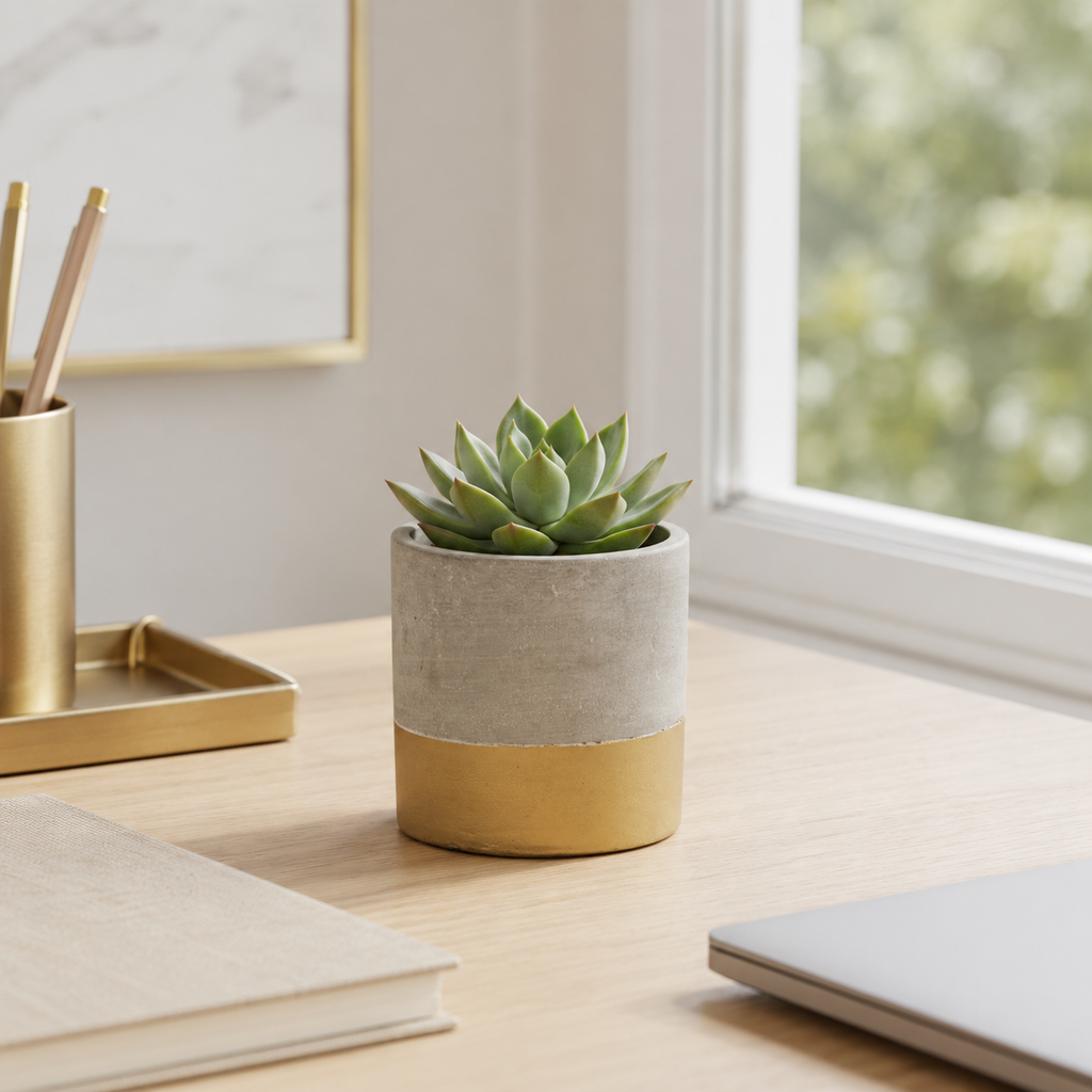 Mini Tuva Gold Dip Cement Planter