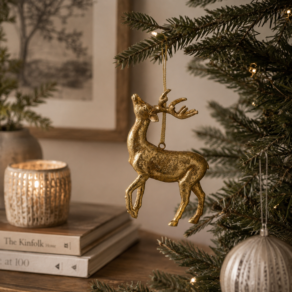 Hanging Gold Stag Ornament