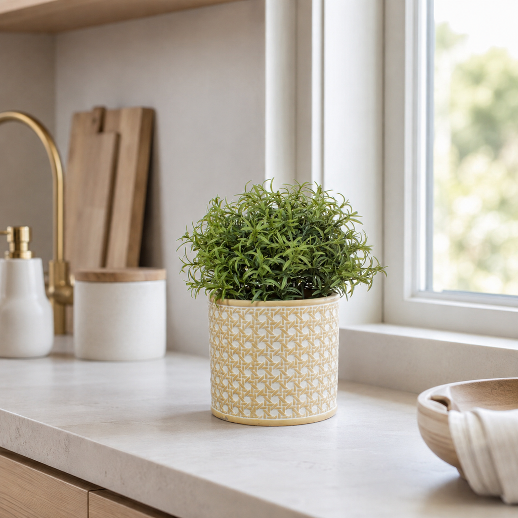 Rattan Weave Concrete Planter