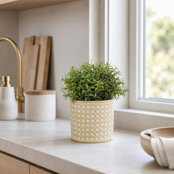 Rattan Weave Concrete Planter
