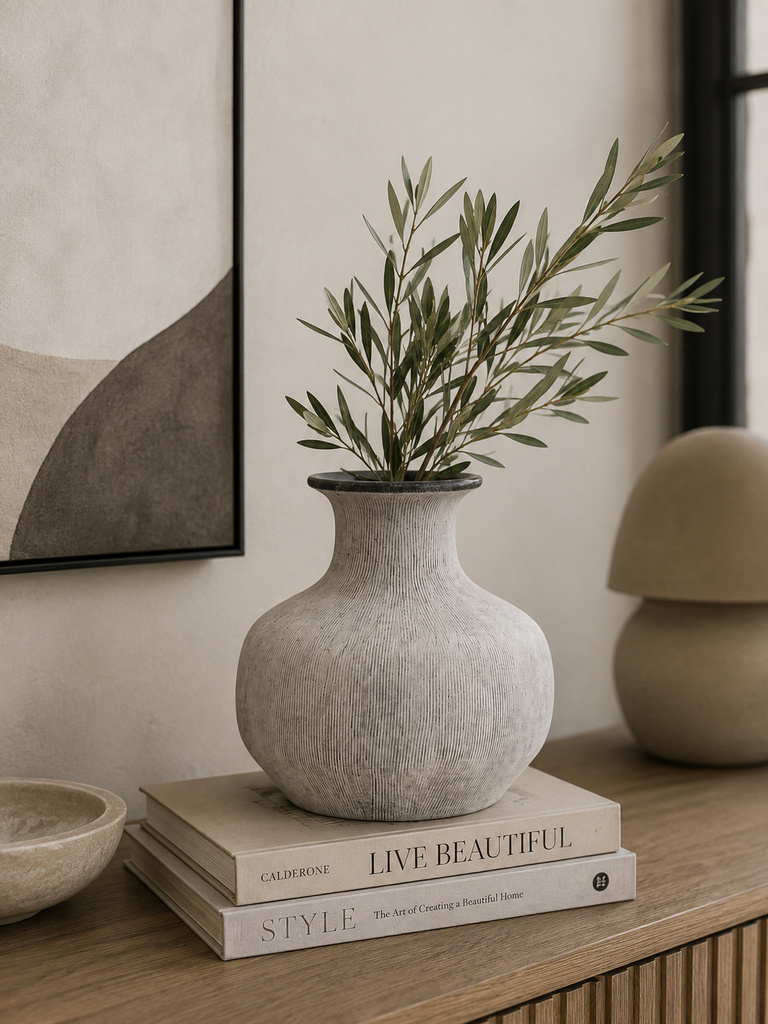 Bloomville Squat Stone Vase