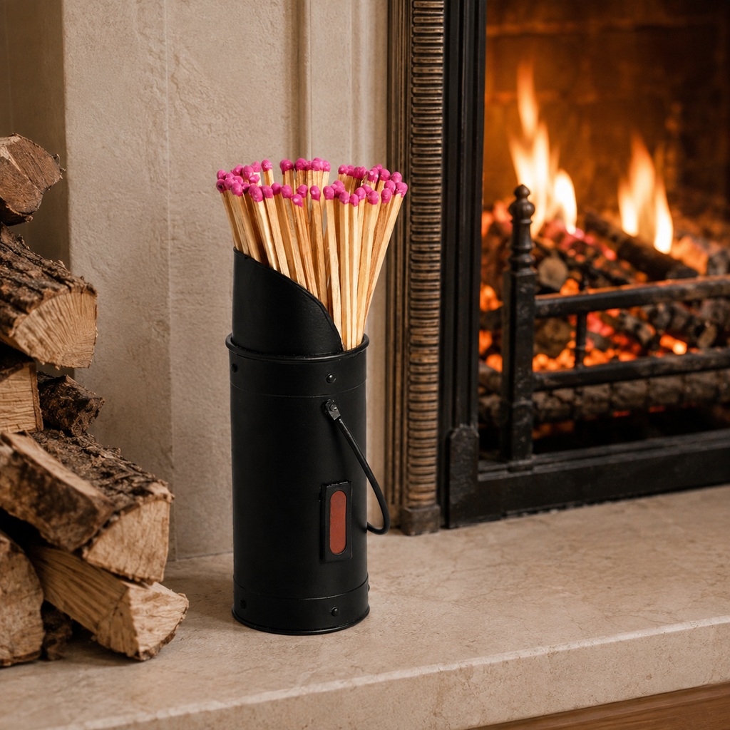 Black Matchstick Holder with 60 Matches