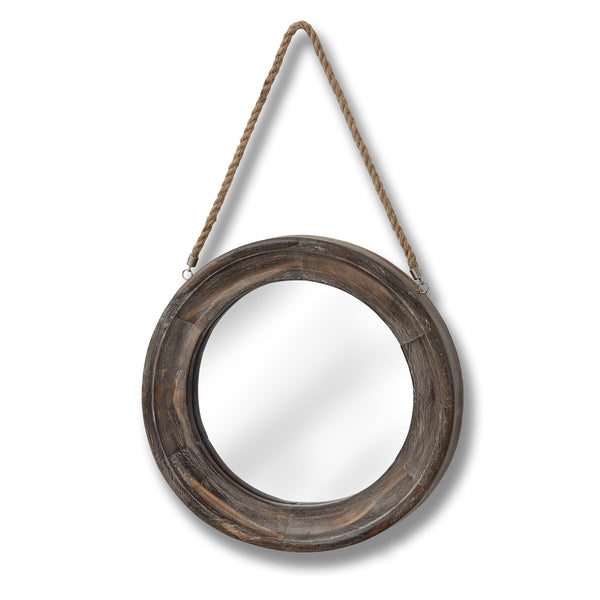 Wooden Frame Rope Hanging Mirror