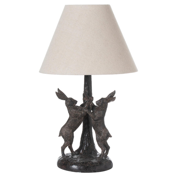 Marching Hares Lamp With Linen Shade