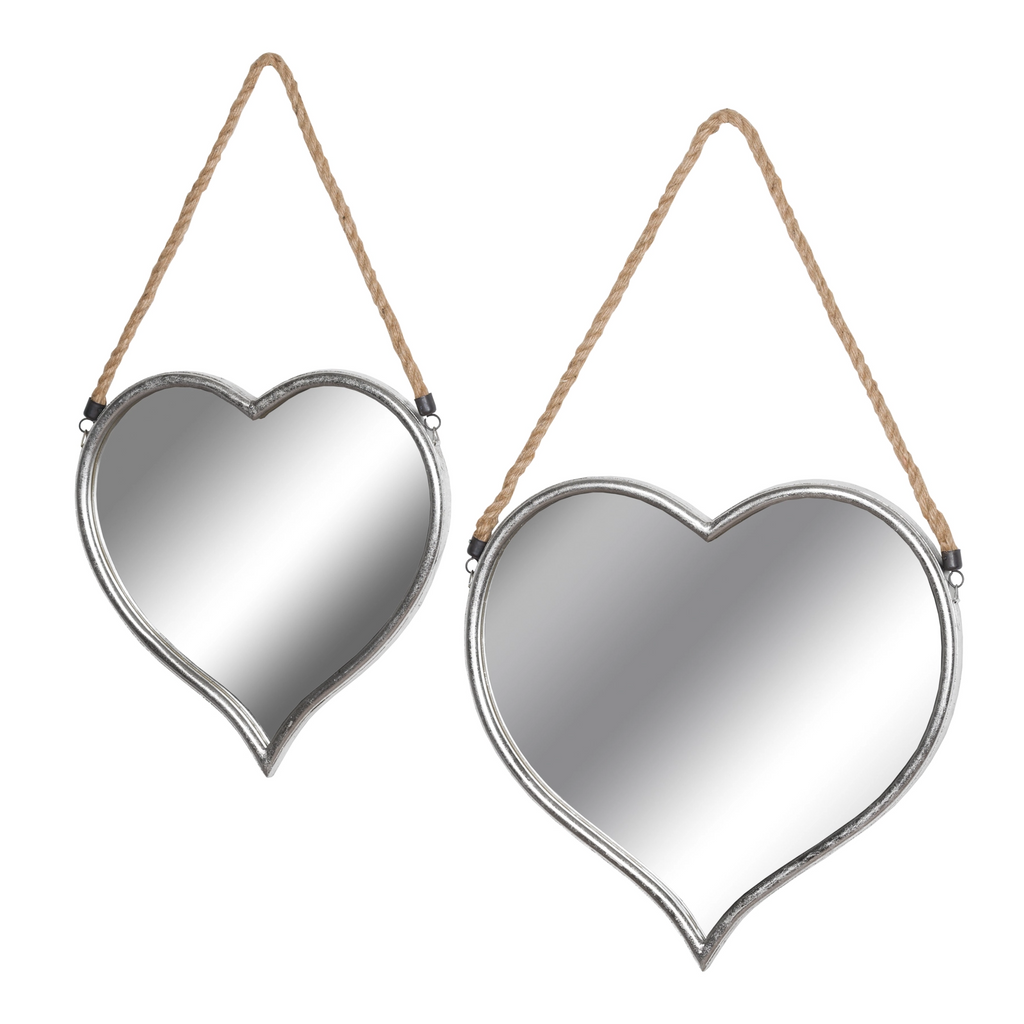Set Of Two Heart Mirrors With Rope Detail - Style My Pad