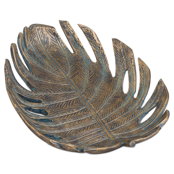 Antique Bronze Cheese Plant Leaf Dish - Style My Pad