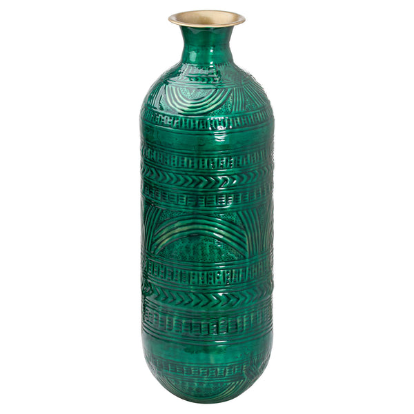 Aztec Collection Brass Embossed Ceramic Dipped Lebes Vase - Style My Pad