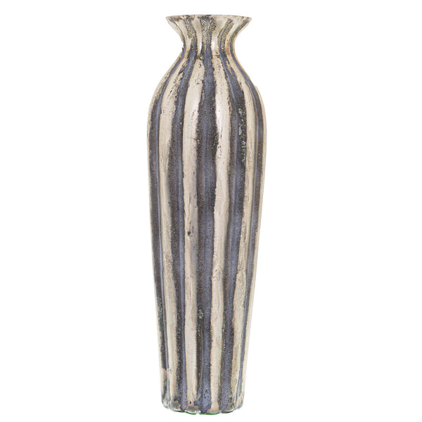 Burnished And Grey Striped Vase