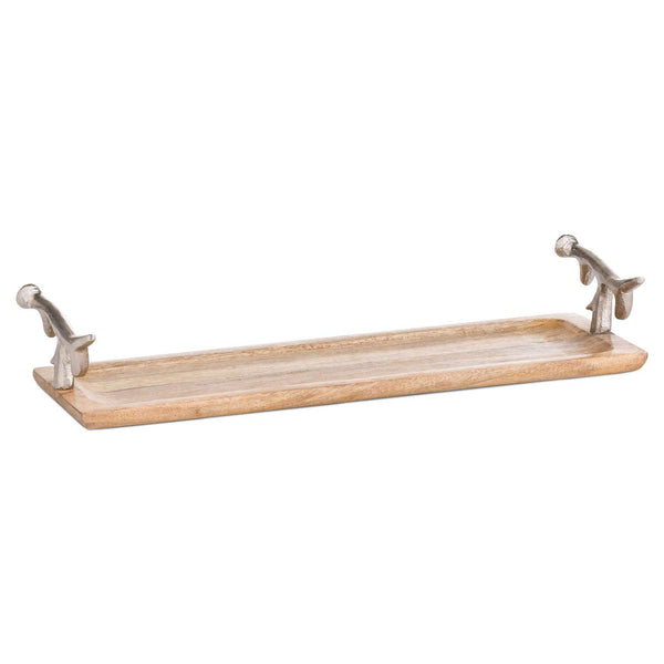Hand Crafted Serving Tray With Sliver Deer Antler Handles - Style My Pad
