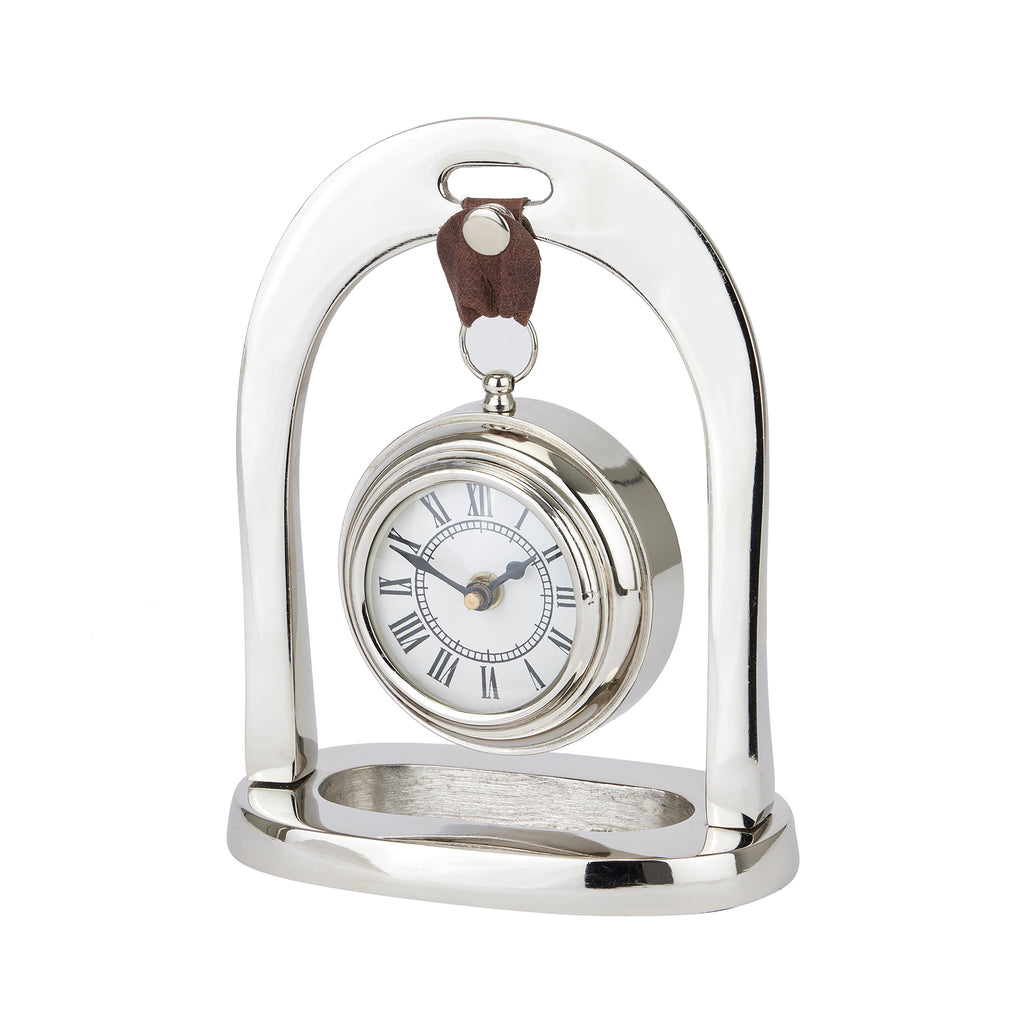 Nickel Hanging Mantel Clock With Leather Strap - Style My Pad