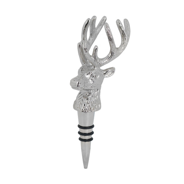 Nickel Stag Head Bottle Stopper - Style My Pad