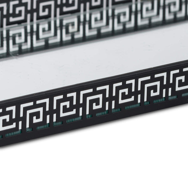 Set Of Two Rectangular Aztec Black Mirrored Trays zoom - Style My Pad