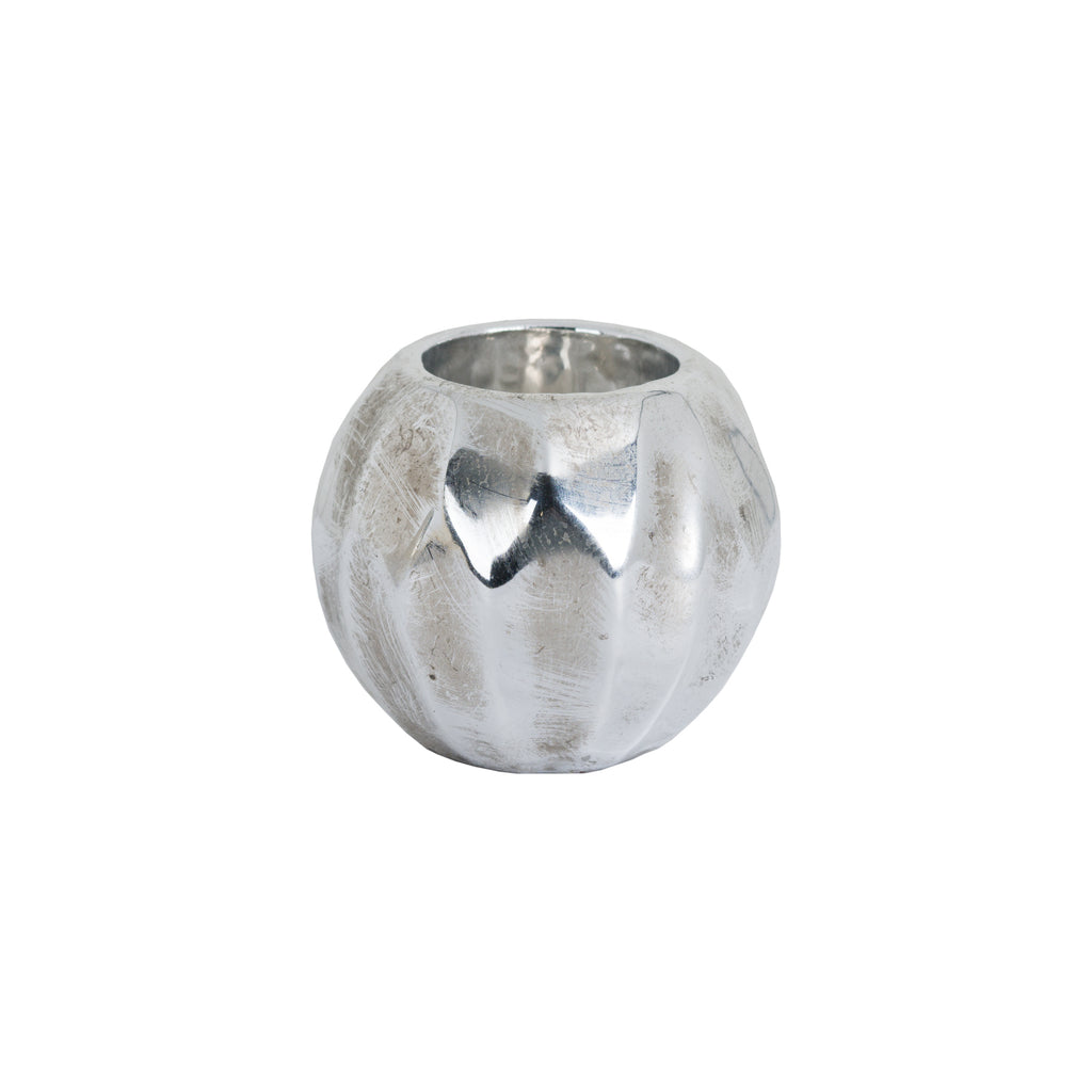 Small Spherical Detailed Metallic Ceramic Tealight Holder