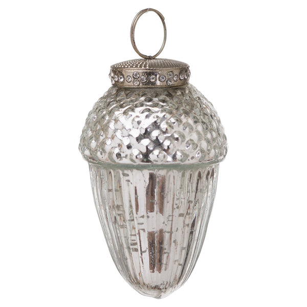 The Noel Collection Small Silver Hanging Acorn Decoration - Style My Pad