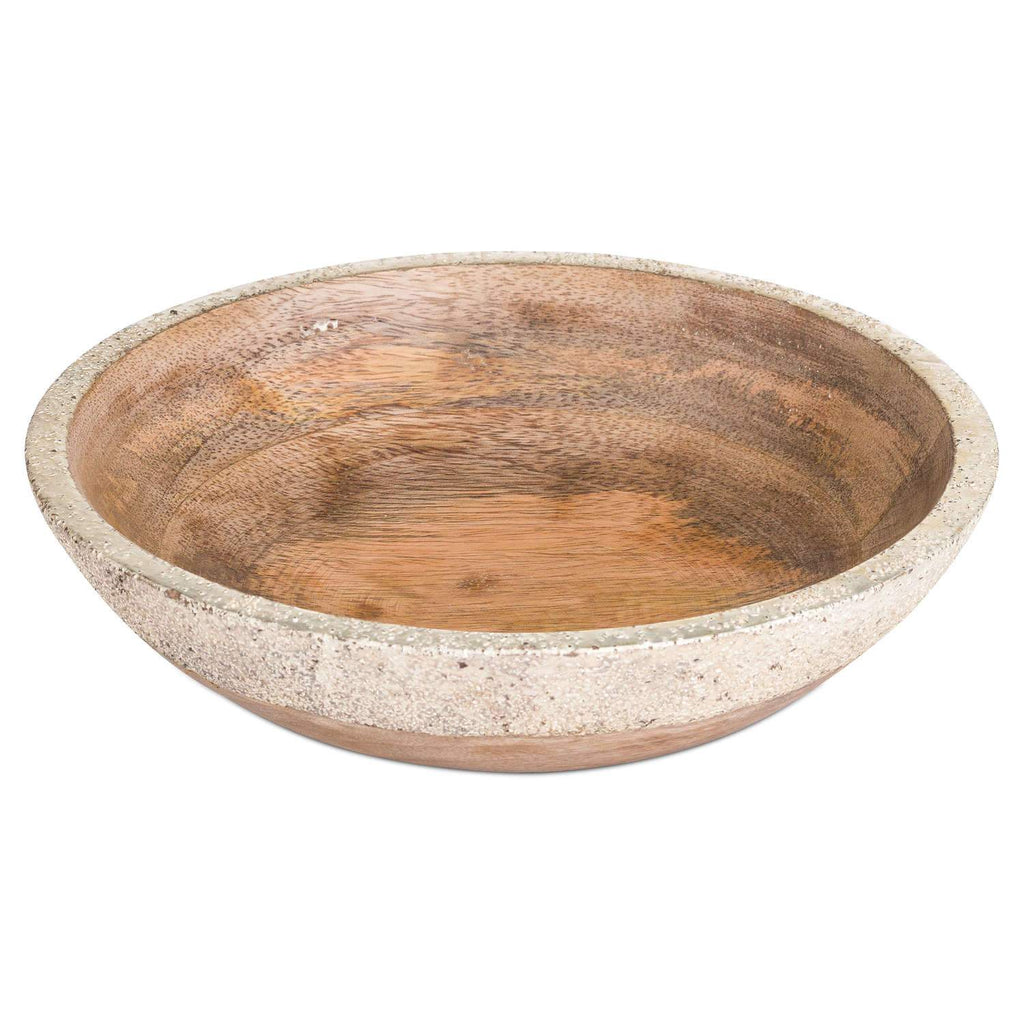 Wooden Bowl With Silver Metallic Detail - Style My Pad