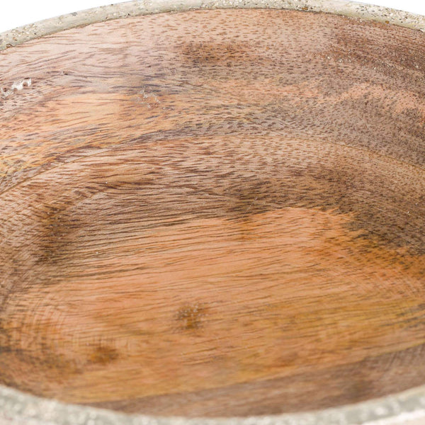 Wooden Bowl With Silver Metallic Detail - Style My Pad - Zoom