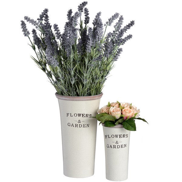 Set of Two Rustic Ceramic 'Flowers & Garden' Planters - Stylemypad