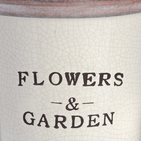 Set of Two Rustic Ceramic 'Flowers & Garden' Planters - Stylemypad